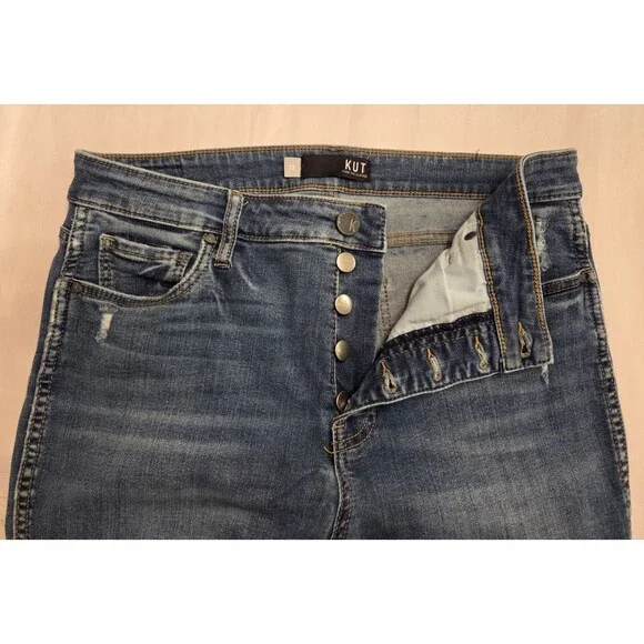 KUT From The Kloth Jeans Womens 12 Button Fly High Rise Raw Hem Ankle Stretch - Picture 3 of 12